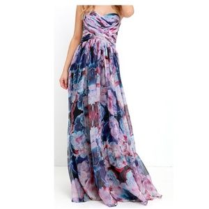 BARIANO SPECIAL EFFECTS PURPLE FLORAL MAXI DRESS